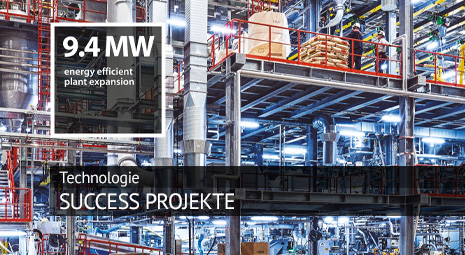 Foto einer Lanxess Technologie Einrichtung mit Bildbeschriftung: Technologie Success Projekte